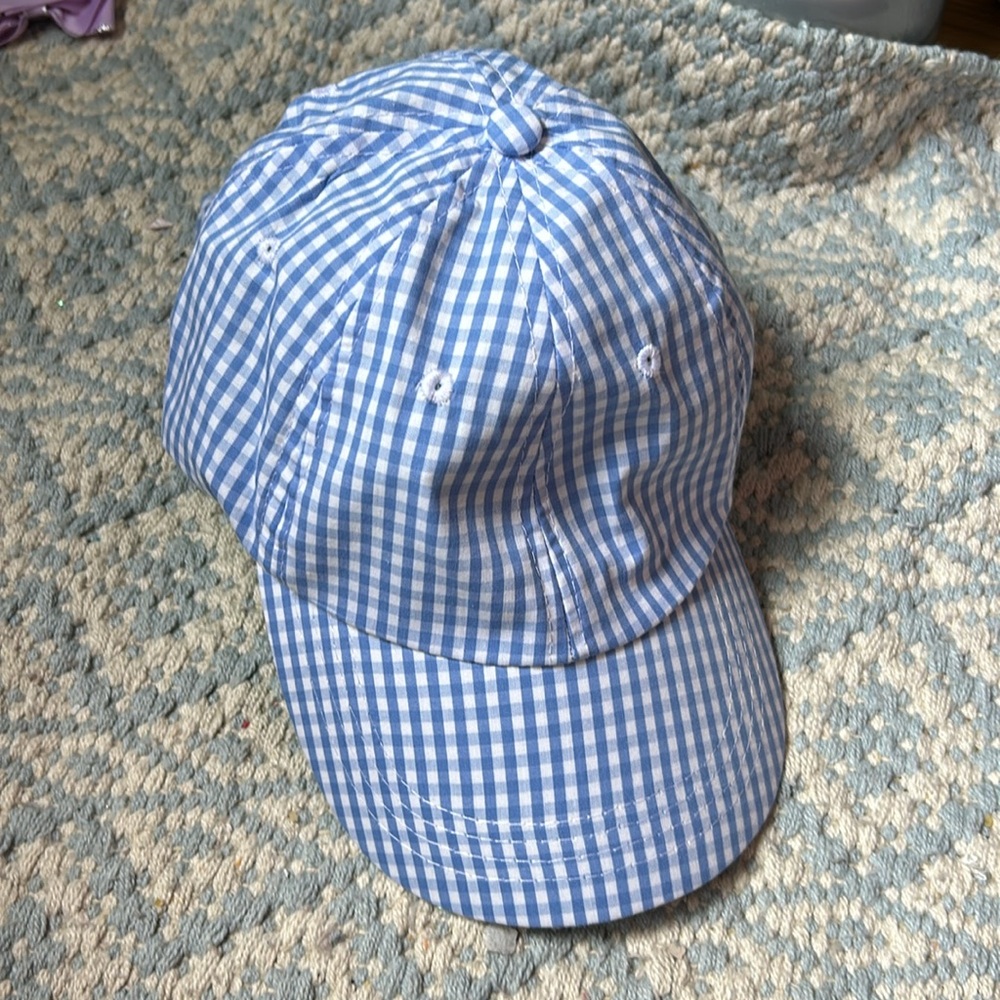 NWOT BLUE AND WHITE GINGHAM BOW BASEBALL CAP